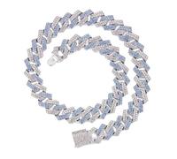 Wynrzyj Moda Iced Outs Diamonds Collar de Cadena de Conexión Cubana Hip Hop Moda Accesorios de Joyería para Mujeres y Hombres de Moda Hip Hop Cuban Cadena Collar, 24inch X 60cm, como se describe, como