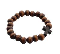 Wynrzyj Pulsera de cuentas de madera con acabados naturales pulsera espiritual para comodidad religiosa y estilos sostenibles Cadena de mano de madera cristiana sostenible, talla única, como se
