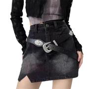 Wynrzyj Punk Styles - Cinturón vaquero para mujer, con remaches, encanto grabado, correa de cadera ajustable, piel sintética, gótico, accesorio para hombre, 125 cm, Talla única