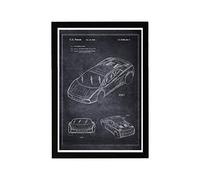 Wynwood Studio - Póster enmarcado para pared, diseño de cueva de hombre y coche, diseño de lamborghini Gallardo, color blanco y negro, 19 x 13