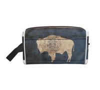 Wyoming - Bolsa de almacenamiento de artículos de aseo con mapa de la bandera del estado de Wyoming, bolsa organizadora de gran capacidad para banco de energía y uso de cables, White, One Size