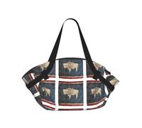 Wyoming - Bolsa de lona plegable con diseño de mapa de la bandera del estado de Wyoming, bolsa de viaje impermeable, colchón de camping para parque al aire libre, playa