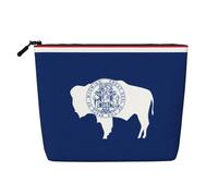 Wyoming - Bolsa de maquillaje de cáñamo falso, gran capacidad, organizador de viaje para viajes de negocios y uso diario