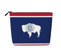 Wyoming - Bolsa de viaje de cáñamo falso para mujer, bolsa de cosméticos de gran capacidad, organizador con cremallera para uso diario