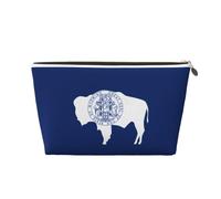 Wyoming - Bolso de mano de piel con diseño de bandera del estado de Wyoming, bolsa de almacenamiento portátil de gran capacidad con cremallera, Gold, Talla única