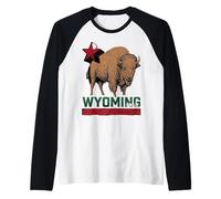 Wyoming Cowboy State Buffalo - Camiseta Vintage Camiseta Manga Raglan