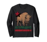 Wyoming Cowboy State Buffalo - Camiseta Vintage Manga Larga
