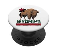 Wyoming Cowboy State Buffalo - Camiseta Vintage PopSockets PopGrip Adhesivo