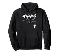 Wyoming Fly Fishing Silueta Montaña Arte al Aire Libre Sudadera con Capucha