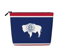 Wyoming State Flag - Bolsa de maquillaje de viaje versátil, ideal para rutinas diarias y viajes de negocios, Black, Talla única, Neceser