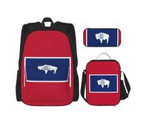 Wyoming State Flag - Juego de bolsa de hombro doble con bolsa de almuerzo y estuche para lápices, apto para compras, deportes al aire libre