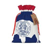 Wyoming State Flag Print - Bolsa de embalaje de Navidad con cordón, bolsa de regalo de boda