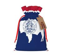 Wyoming State Flag Print - Bolsa de regalo con cordón para bodas, fiestas, cumpleaños, bolsa de regalo única, bolsa de lona reutilizable, 1 pieza S