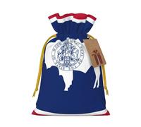 Wyoming State Flag Print Christmas Drawstring Holiday Candy Bag Christmas Sacos Reutilizables Bolsas de regalo de fiesta