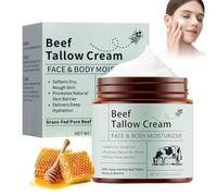 WYOSMALL Crema para el cuidado de la piel y el cuerpo de sebo de carne batida, Sebo bovino puro alimentado con hierba, miel natural e hidratante de cera de abejas, hidratación profunda y cuidado