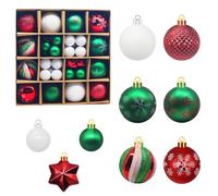 WYOSMALL Juego de Bolas de Navidad, Christmas Baubles, 44 Piezas, 6 cm y 3 cm, Adornos Arbol Navidad, Bolas de Plástico Blancas y Rojas para Decoración Arbol Navidad Casa