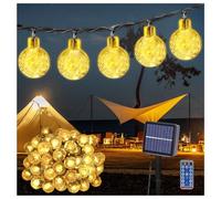 WYOSMALL WYOSMALLGuirnalda luminosa exterior solar 12M 100 led 8 modos IP65 impermeable para la decoración del balcón del árbol de la cerca del jardín (blanco cálido)