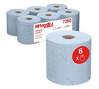 WypAll L20 General Clean 7260 - Paños de papel de color azul para mantenimiento y limpieza, Rollos de dispensación central de 2 capas - 6 rollos azules x 550 paños de papel (3300 en total)