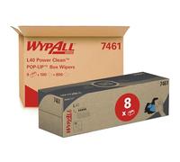 WypAll L40 Power Clean Paños en caja POP-UP Box 7461, Paños de papel para limpieza, 8 cajas x 100 paños de limpieza blancos (800 en total)