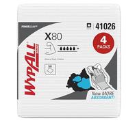 WypAll X80 Paños 8388, 4 paquetes x 50 paños blancos plegados en cuatro partes de 1 capa