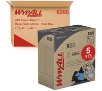 WypAll X80 Power Clean Blue 8295 - Paños reutilizables - 5 cajas emergentes x 80 paños absorbentes azules (400 en total)