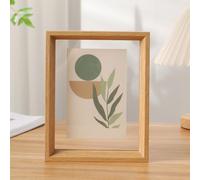 WYQXTY Marcos para fotos, marcos de madera, Marco de fotos de vidrio flotante de doble cara for pared y escritorio, multicolor, varios tamaños(Original Wood,A3 [29.7 * 42cm])