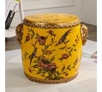 WYQXTY Taburete Decorativo de jardín de cerámica Taburete de jardín cerámica, Mesa Auxiliar Redonda con diseño Floral Multicolor for Patio, césped, Sala Estar(Yellow)