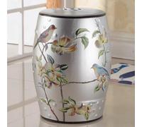 WYQXTY Taburete Decorativo de jardín de cerámica Taburete de jardín cerámica Multicolor 28x45cm Tambor Pintado a Mano(Silver)