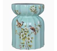 WYQXTY Taburete Decorativo de jardín de cerámica Taburete de Tambor cerámica esmaltado Pintado a Mano, Taburete jardín Multicolor, Mesa Auxiliar, Soporte for macetero(Green)
