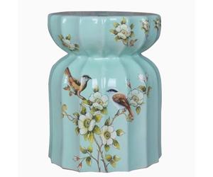 WYQXTY Taburete Decorativo de jardín de cerámica Taburete de Tambor cerámica esmaltado Pintado a Mano, Taburete jardín Multicolor, Mesa Auxiliar, Soporte for macetero(Green)