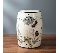 WYQXTY Taburete Decorativo de jardín de cerámica Taburete for Tambor de cerámica con diseño pájaros y Flores, Hueco esmaltado, Multicolor, 56x34x34 cm(D-21)