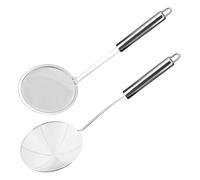WYRGQIQN 2 Kit de Espumaderas de Cocina, Espumadera de Silicona y Acero Inoxidable, Colador Multiusos con Mango de Madera