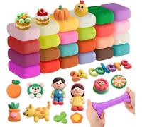 WYRGQIQN Arcilla Polimerica Secado al Aire, Arcilla Secado al Aire, 24 Colores Arcilla PoliméRica Foamy Moldeable Air Dry Clay, No TóXicas Plastilina Regalo para NiñOs y NiñAs de 3 a 12 AñOs