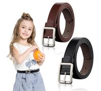 WYRGQIQN Cinturón Infantil Ajustable - Cinturón de niño joven y Cinturón Joven - Hecho de PU, Diseño de Rayas de Cabra y Regulador de Metal, Ideal para Chicos y Chicas