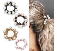 WYRGQIQN Coleteros para el Cabello con Cuentas, 4 Pcs Banda Pelo Elastica Lazos para El Cabello Cuerdas, Coleteros