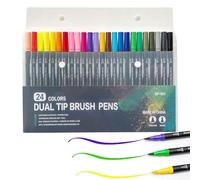 WYRGQIQN Conjunto de Rotuladores de Punta Fina 24PCS Rotuladores de Lettering de, Perfectos para Niñas, con Doble Punta y Amplia Variedad de Colores para Pintar