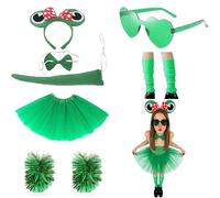 WYRGQIQN Disfraz de Rana para Adultos y Niños, Set Completo con Headband, Falda de Ballet, Gafas Corazón, Collar y Cola, Traje Animal para Fiestas, Halloween, Carnaval y Eventos Especiales