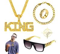 WYRGQIQN Disfraz Divertido para Hombre: Un Regreso a los Años 80 y 90 - Shadow Wizard Money Gang - Ideal para Temas de Michael Jackson, Jeque Árabe, Rock y Rapero