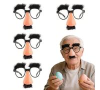 WYRGQIQN Gafas Divertidas de Fiesta, Juego de 4 Unidades con Nariz Grande, Cejas y Bigote, Ideal para Fiestas, Halloween, Carnaval y Regalos Originales