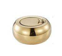 WYRMB Posacenere In Acciaio INOX Spesso, Grande, Antivento, Portatile, per Interni Ed Esterni, per Bar, Soggiorni, Camere Da Letto, ECC., Portacenere In 3 Colori,Oro-S