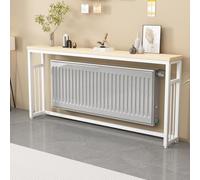 WYRNOBRX Armario Radiadores con Dos Estantes De Altura Consola Cubreradiador De Mesa Detrás del Sofá Mueble De Almacenamiento Metálico Ultraestrecho para Salón Y Recibidor,Blanca,L140*H120*W20