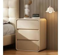 WYRNOBRX Mesita De Noche con 3 Cajones Mesa De Cabecera Moderna Gran Formato Sin Tiradores Armario Madera Mesita Auxiliar Blanca 55 Cm De Altura Revêtement En Cuir Living,Caqui,L16*W16*H22
