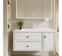 WYRNOBRX Mueble de baño de 90/100 cm con Lavabo con Dos cajones y un Armario de una Puerta Mueble Lavabi Moderno lavabos Grandes de Pared para el hogar y hoteles,Blanca,L91*H48*W47.5