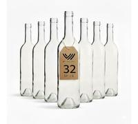 WYSKONT Botella de cristal de 750 ml, color burdeos, 32 unidades, color blanco, sin corcho, botella de agua, botella de aceite, botellas de licor vacías, botellas de cristal para rellenar, botella de