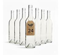 WYSKONT Botella de vino de 750 ml, color burdeos, 24 unidades, color blanco, sin corcho, botella de cristal vacía, botella de agua, botellas de licor vacías, botellas de cristal para rellenar, botella