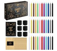 Wyspell - 36 velas cónicas de colores para brujería | 5 pulgadas de altura y 1/2 pulgada de diámetro | Palitos de vela para decoración de brujas | 6 soportes de hechizos | Shabbat | Timbre | Wiccan