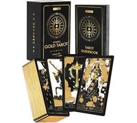 Wyspell Cartas clásicas de tarot con guía - 78 cartas doradas para principiantes - Barajas de tarot negras con guía - Baraja de cartas originales con guía