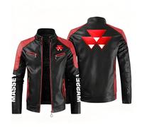 WYSTEN Abrigo Hombre Invierno MAS-SEY FER-GUSON, Cazadora Piel Capucha Impermeable a Prueba de Viento, Chaqueta Piel Moto con Cuello, Chaqueta de motocicleta(Red,XL)
