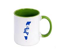 WYSTEN I Love Israel Taza de cerámica 350ml, resistente al microondas y lavavajillas, apta para microondas y lavavajillas, oficina(Green)