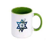 WYSTEN I Love Israel Taza de cerámica, resistente al microondas y lavavajillas, fácil de limpiar y mantener, oficina(Green)